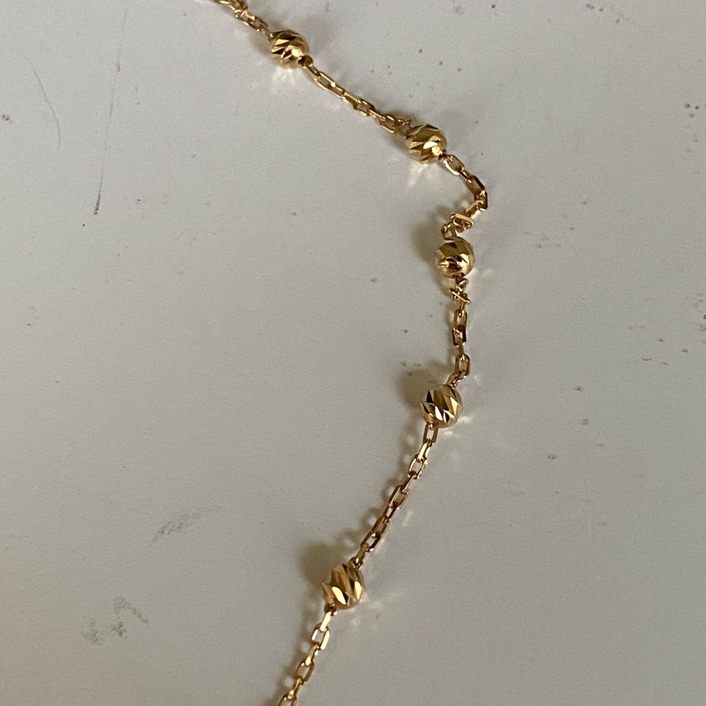 18kt solid lightweight stationed anklet adjustable - Picture 4 of 6